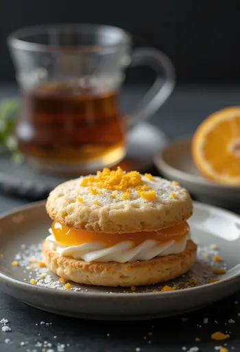 Bánh quy Linzer cam phô mai tươi rắc đường bột