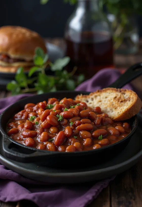 Đậu nướng BBQ được bày biện