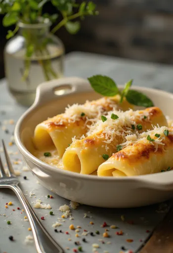 Cannelloni khoai tây và phô mai Parmesan nướng vàng