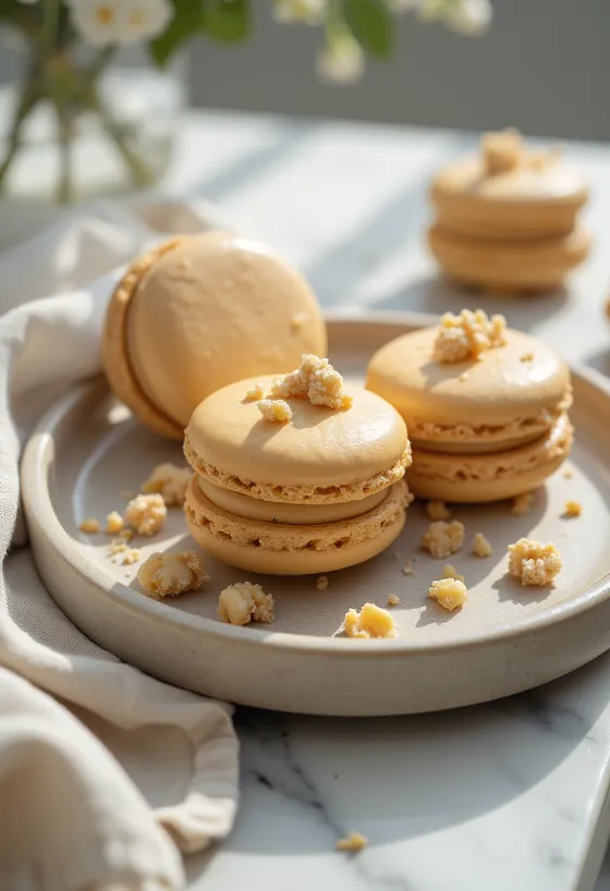 Bánh macaron bơ đậu phộng bày biện đẹp mắt