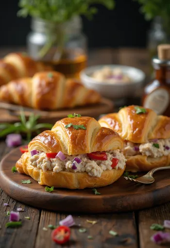 Croissant nhân cá ngừ bày biện đẹp mắt