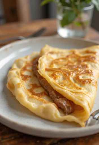 Bánh crêpe được dọn ra đĩa