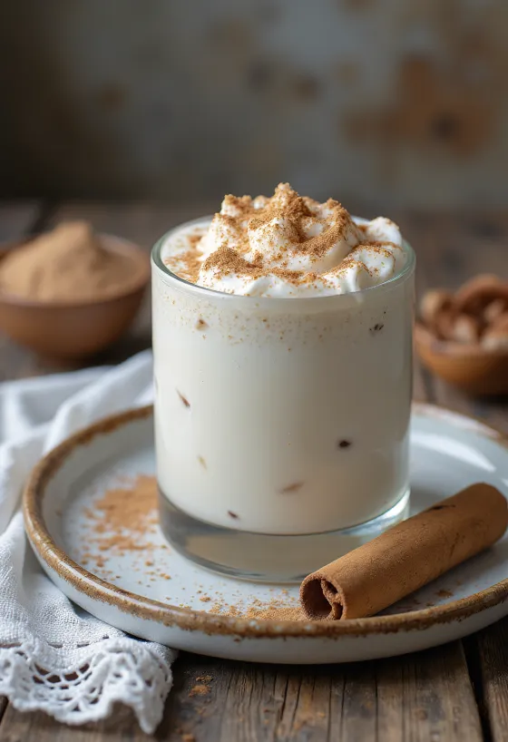 Sinh tố sữa dừa quế trong ly