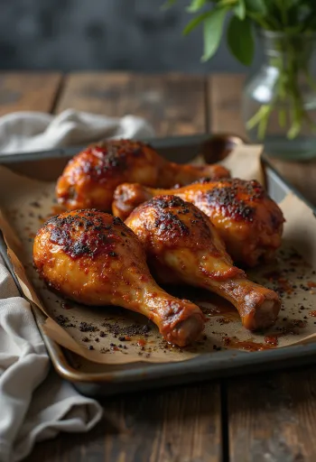 Đùi gà nướng BBQ phục vụ trên đĩa