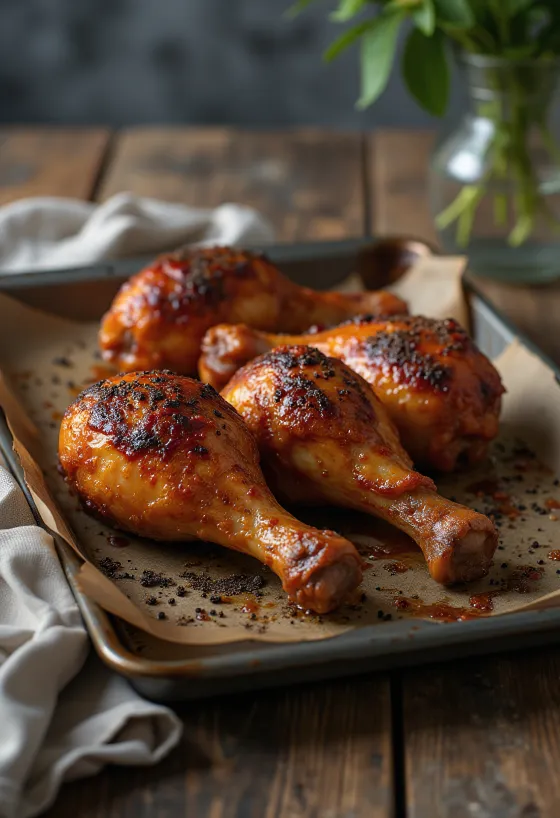 Đùi gà nướng BBQ phục vụ trên đĩa