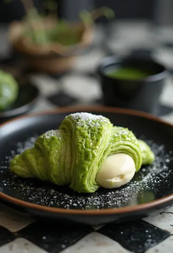 Croissant trà xanh matcha Nhật Bản mới nướng