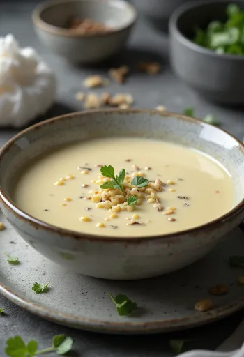 Súp kem bắp cải được dọn ra