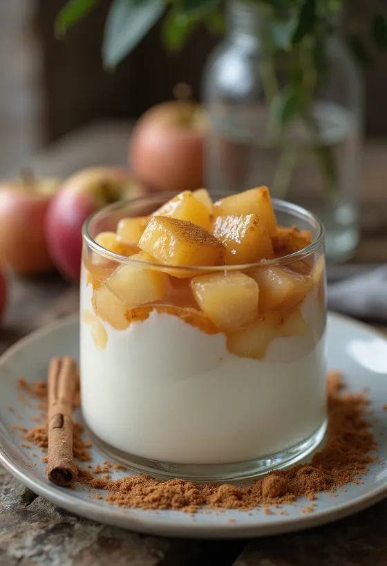 Panna Cotta táo quế bày ra đĩa