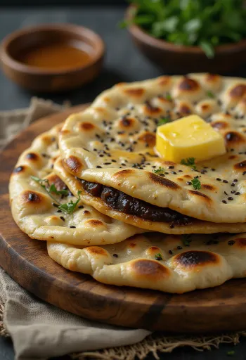 Bánh mì naan nhân hạt anh túc xay bày biện đẹp mắt