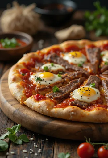 Pizza Hàn Quốc thịt bò Bulgogi đã được phục vụ