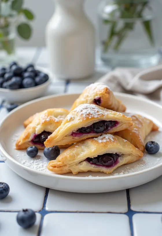Samosa việt quất nướng trong vỏ bột ngàn lớp