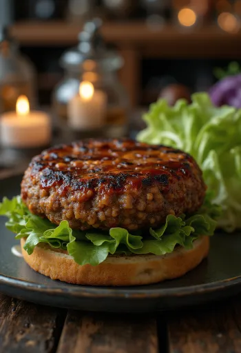 Burger đậu lăng nướng BBQ kẹp rau