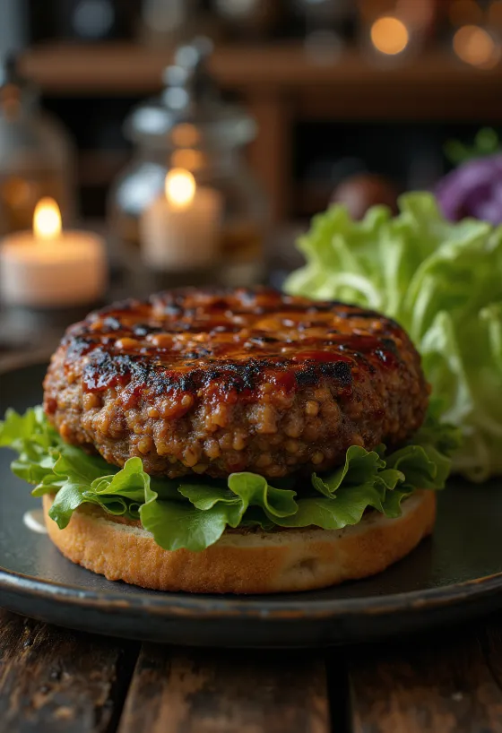 Burger đậu lăng nướng BBQ kẹp rau