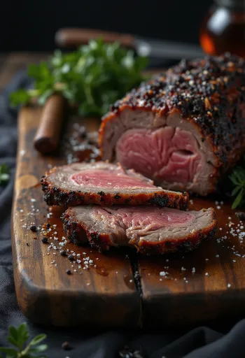 Ức bò nướng BBQ phục vụ xé sợi và khoai tây chiên