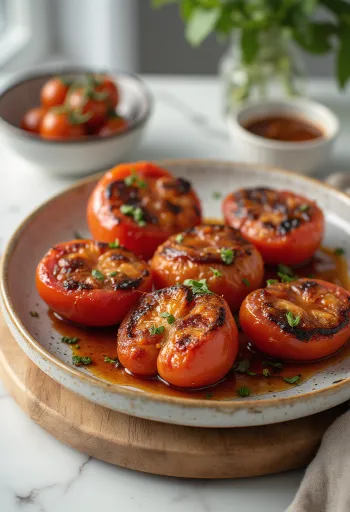 Cà chua nướng BBQ được bày ra đĩa