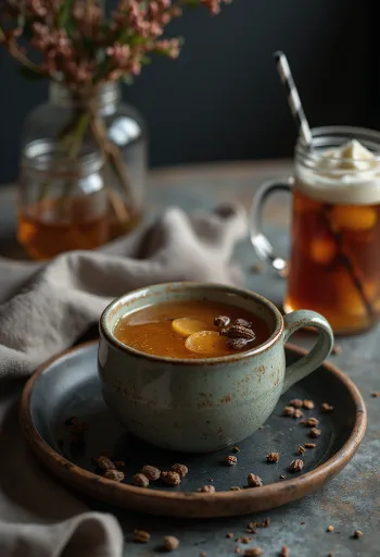 Cider bách xù được phục vụ trong ly