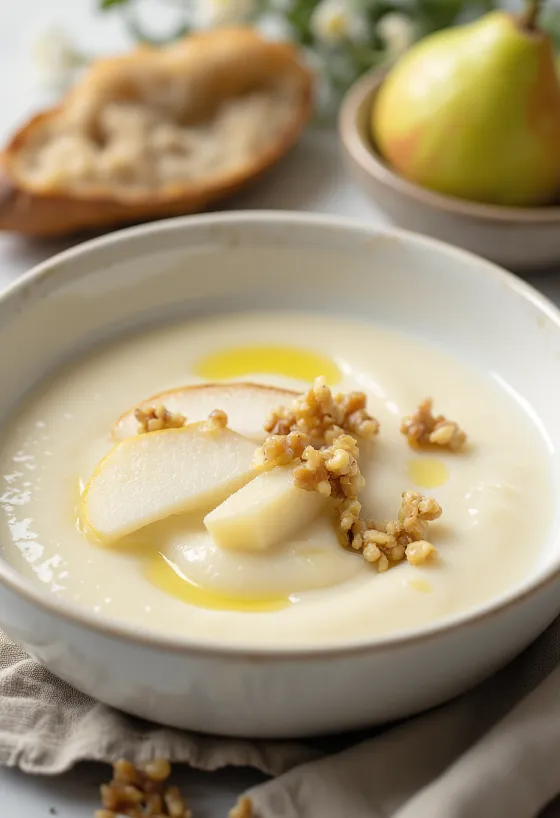 Súp kem cần tây lê được dọn ra