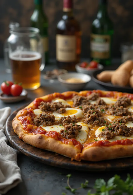 Pizza kiểu Mông Cổ phục vụ với thịt cừu và gia vị