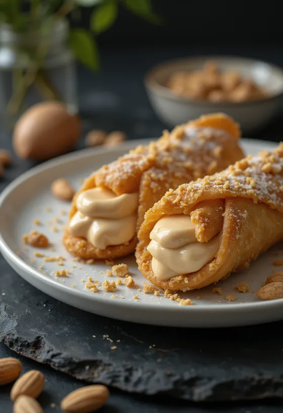 Cannoli đậu phộng được bày biện