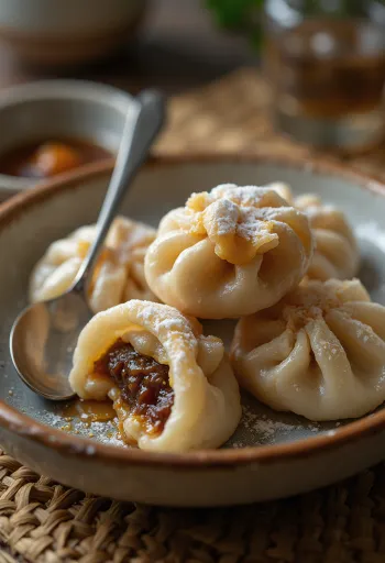 Dumpling cà phê caramel được bày ra đĩa
