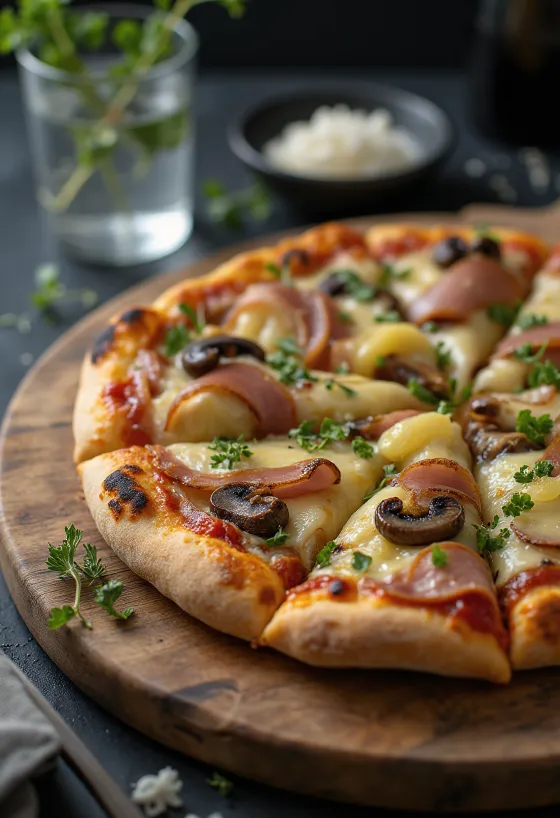 Pizza Capricciosa chay với nguyên liệu thực vật được phục vụ