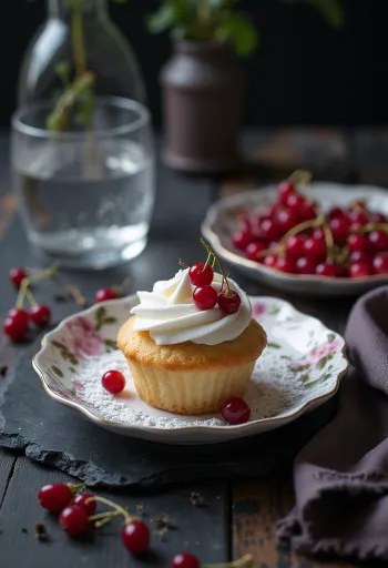 Bánh cupcake nho chuỗi ngọc được bày biện