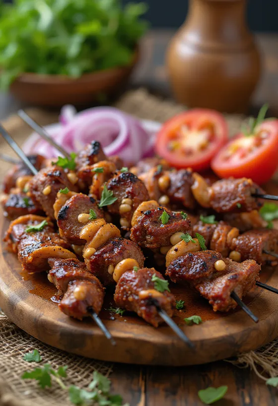 Suya được bày biện