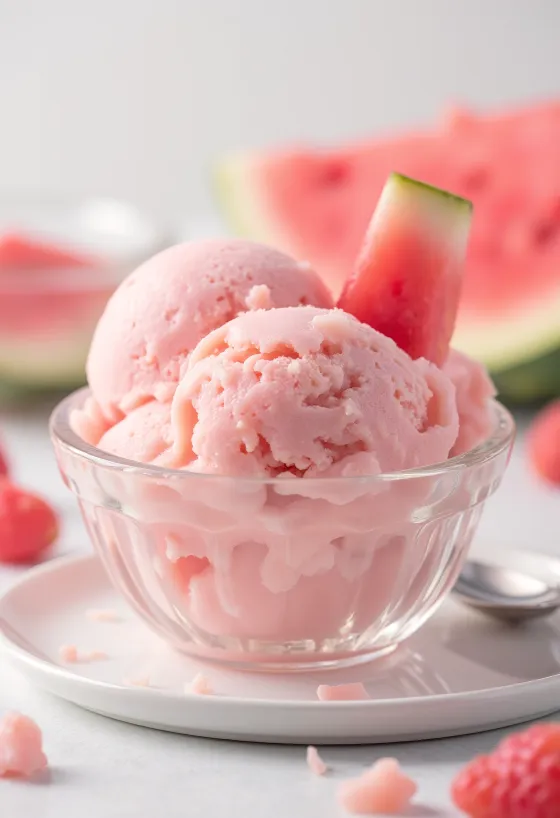 Kem Dưa Hấu được bày ra đĩa