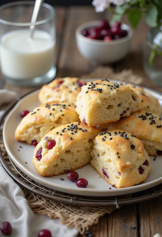 Bánh nướng việt quất hạt túc được phục vụ