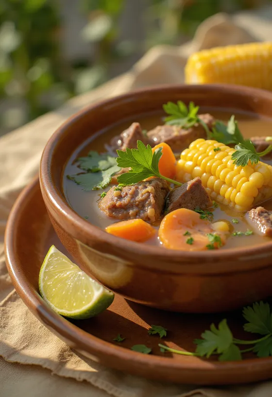 Caldo de res được bày biện đẹp mắt