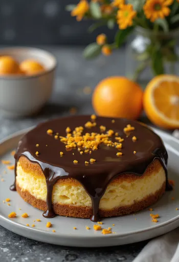 Bánh bông lan cam trang trí với socola