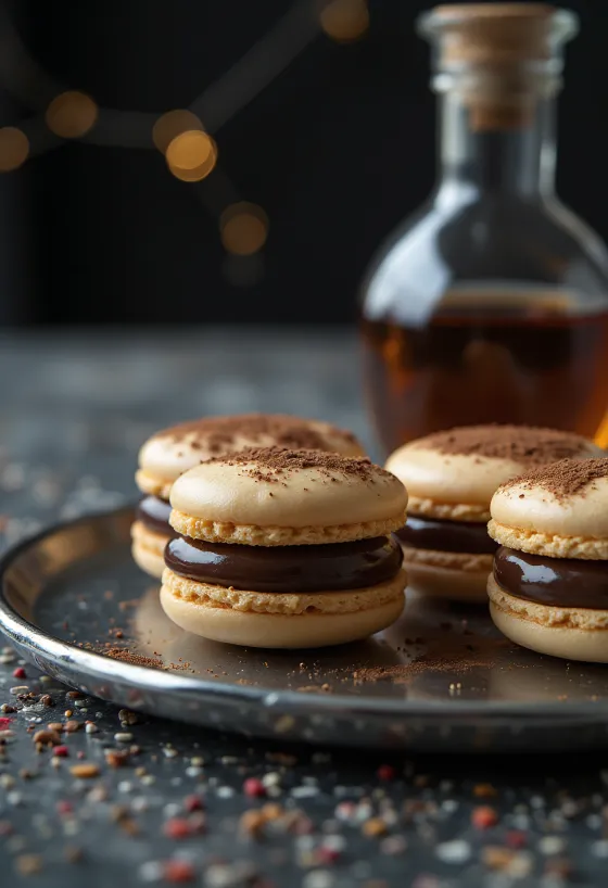 Macaron kem rum xếp chồng lên nhau