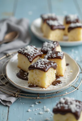 Bánh khối dừa phủ socola và vụn dừa