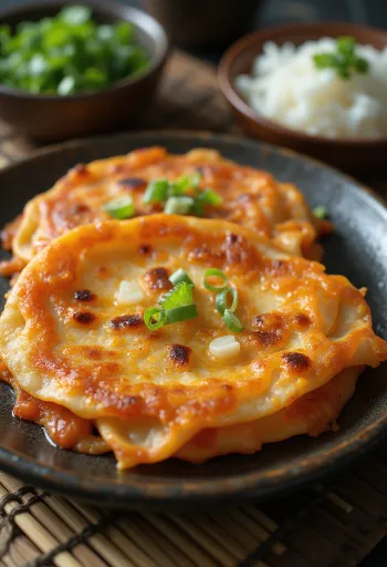 Bánh kếp kimchi Hàn Quốc được phục vụ
