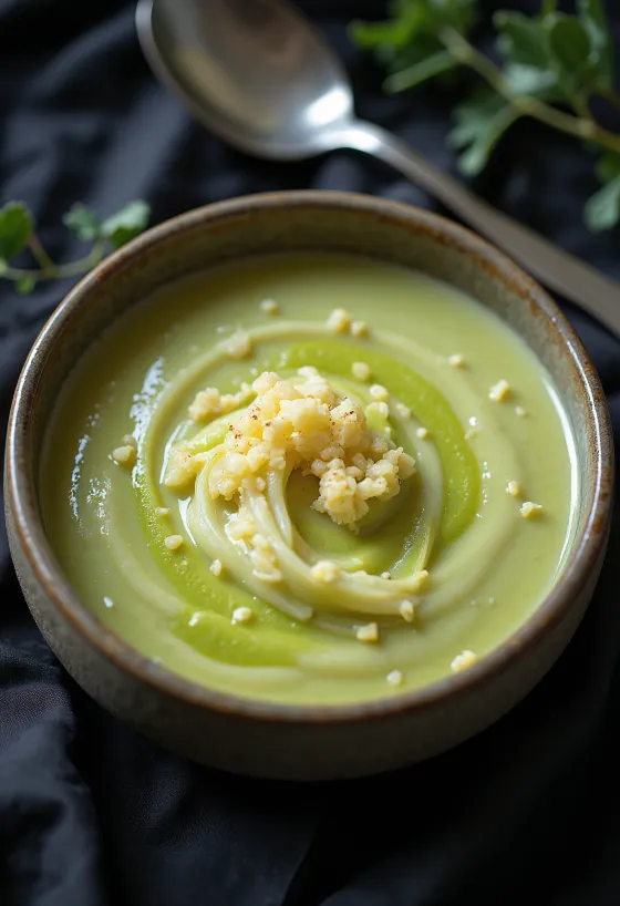 Súp kem bắp cải Savoy phô mai kem tươi được dọn ra