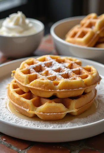 Bánh Waffle Bỉ Cổ Điển được trình bày