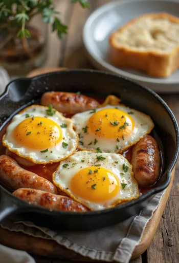 Xúc xích nướng trứng ốp la