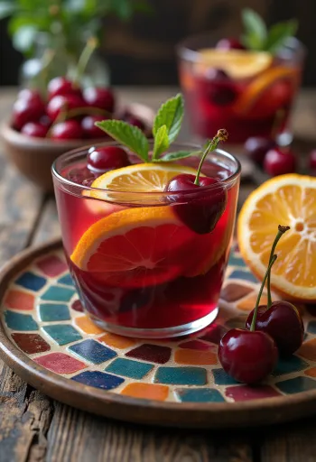 Punch anh đào gia vị trong ly