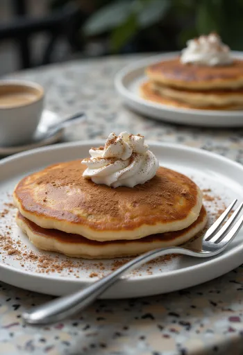 Bánh kếp cà phê được phục vụ