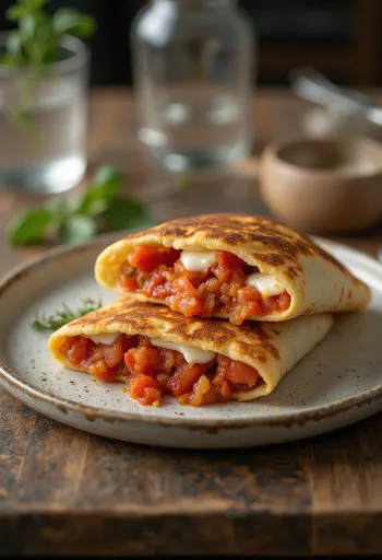 Wrap cà chua với húng quế tươi và mozzarella