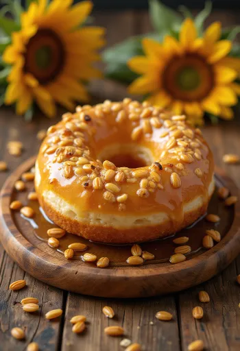 Bánh donut rắc hạt hướng dương rang