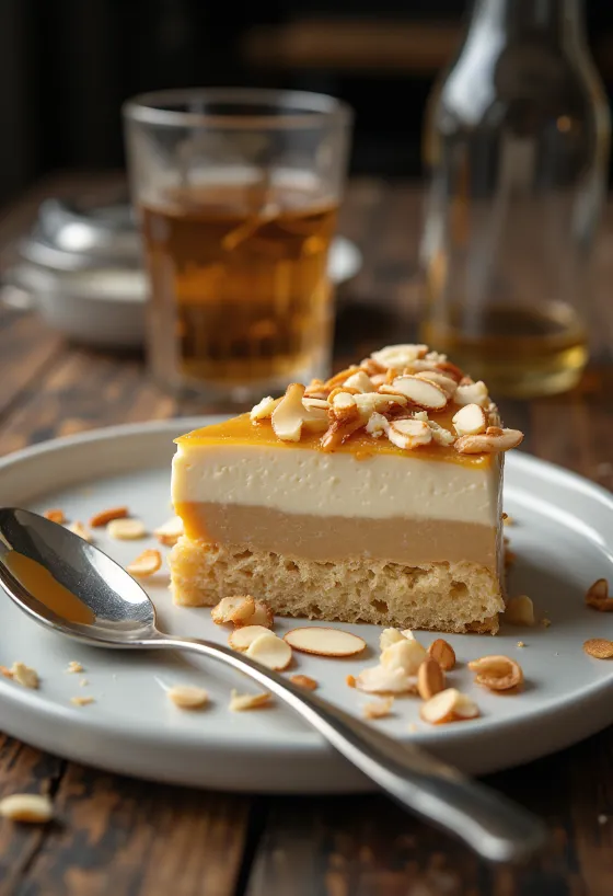 Bánh mousse Dulce de Leche trang trí hạnh nhân rang