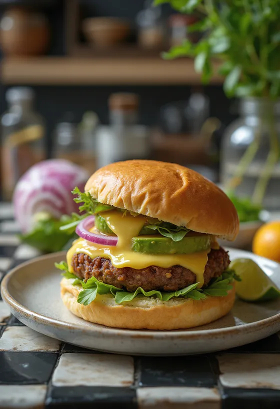 Burger bơ được phục vụ