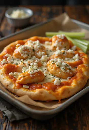 Buffalo chicken pizza với gà cay và phô mai xanh
