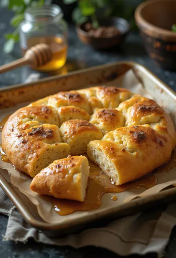 Focaccia quế và mật ong bày biện đẹp mắt