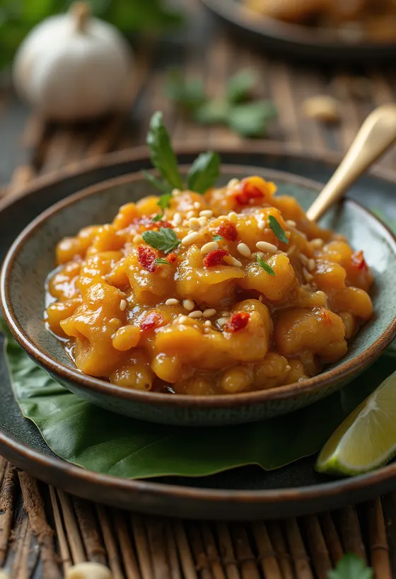 Chutney chanh tỏi với hạt mè rang vàng lốm đốm