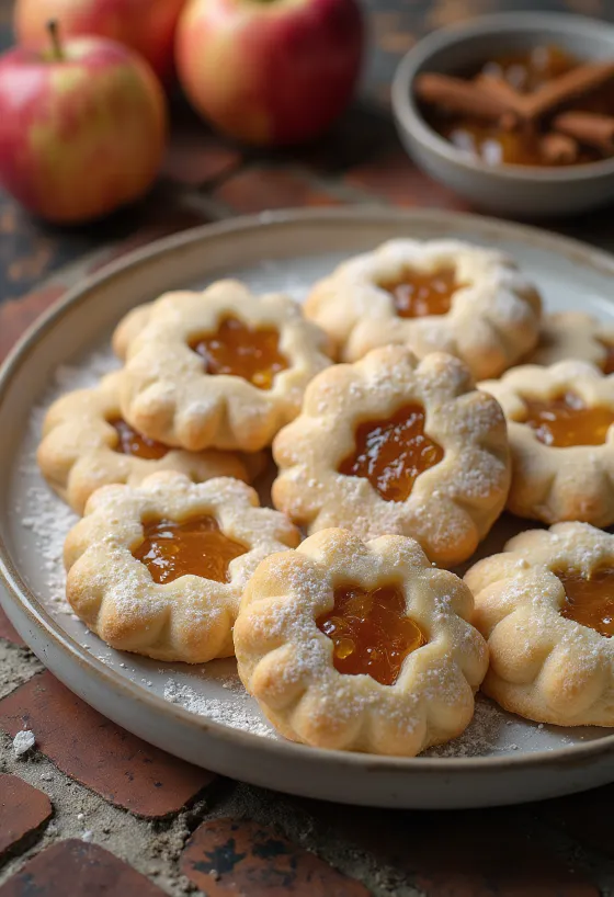 Bánh Linzer táo quế xếp chồng lên nhau