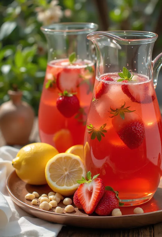 Nước chanh dâu tây phục vụ trong ly