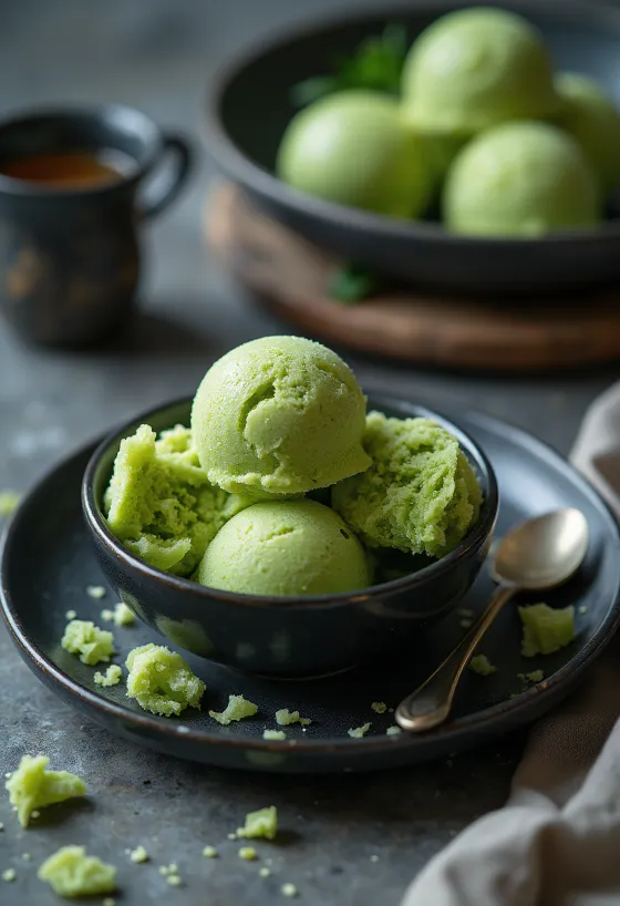 Sorbet trà xanh màu xanh lá mát mắt