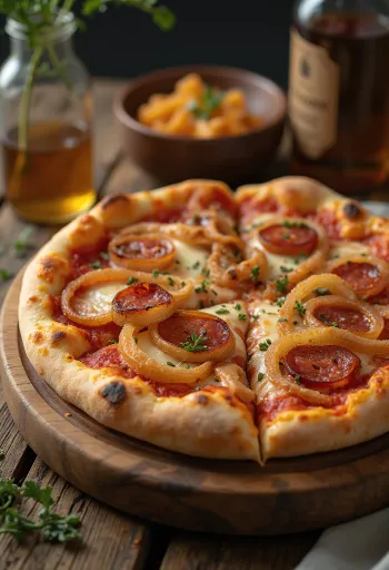 Pizza Diavola với hành tây và ớt